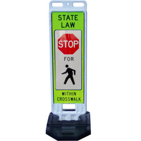 TrafFix Devices Step -N-Lock Panel, "Stop for Pedestrian Within Crosswalk", 2 Sided, 12"X36"