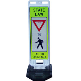 VizCon TrafFix Devices Step -N-Lock Panel,"Yield To Pedestrian Within Crosswalk",2 Sided,12"X36"
