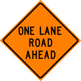 VizCon TrafFix Devices 36" X 36" Reflective Roll-Up Vinyl Sign, ONE LANE ROAD AHEAD