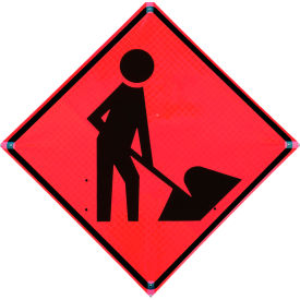 48" X 48" Reflective Roll-Up Vinyl Sign, Men Working Symbol
