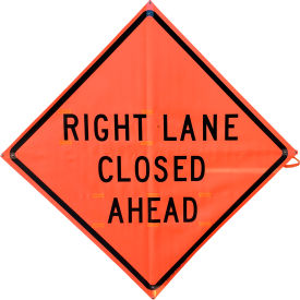 36" X 36" Reflective Roll-Up Vinyl Sign, RIGHT LANE CLOSED AHEAD