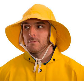 Industrial Work Yellow Lined Rain Hat, Waterproof, .35mm PVC on Polyester, Large