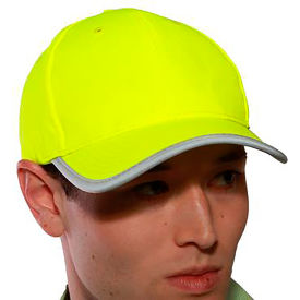 Enhanced Visibility Baseball Hat, Polyester, Fluorescent Yellow-Green