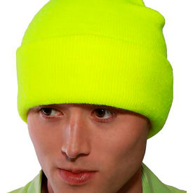 Enhanced Visibility Knit Hat, Polyester, Fluorescent Yellow-Green