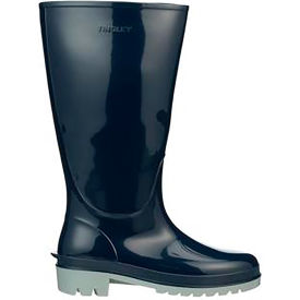 Profile Trim Fit Knee Boot, Women's Size 9, 14"H, PVC, Plain Toe, Cleated Outsole, Navy Blue