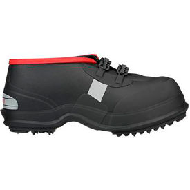 Winter-Tuff 2 Buckle Ice Traction 5" Overshoe, Mens Sz 6, Waterproof, Vulcanized Rubber, Blk