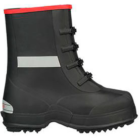 Winter-Tuff 4 Buckle Ice Traction 12" Overshoe, Mens Sz 10, Waterproof, Vulcanized Rubber, Blk
