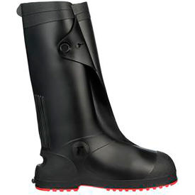 G2 PVC Overshoe, Size Medium, 17"H, Cleated Outsole, Black With Red Sole