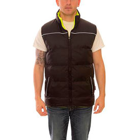 Reversible Insulated Zipper Vest, Black/FL Lime, Polyurethane/Polyester, 5XL