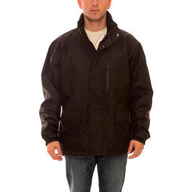 Premium Breathable Jacket, Size Men's 2XL, Attached Hood, Black