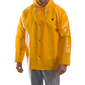 Rain Jacket, Size Men's 2XL, Attached Hood, Blue