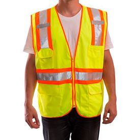 Type R Class 2 Hi Vis 2-Tone Surveyor Safety Vest, Polyester, FL Yellow-Green,XXS-XS