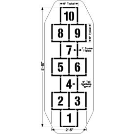 Traditional Hopscotch Playground Stencil, 1/8" Thick, PolyTough, Plastic, White