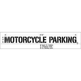 4" Mortorcycle Parking, on one line w/overspray panel, PolyTough, Plastic, White