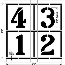 8' Four Square Game Stencil, 1/8" Thick, Plastic, White