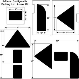 3-Piece Arrow Kit Stencil, 1/8" Thick, PolyTough, Plastic, White