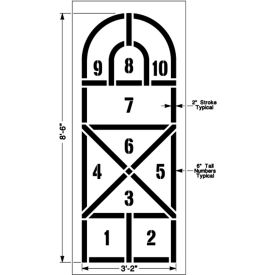 Arched Hopscotch Playground Stencil, 1/8" Thick, PolyTough, Plastic, White