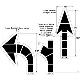 Large Federal Arrow Set, 1/8" Thick, PolyTough, Plastic, White