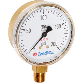 2" Compressed Gas Gauge, 4000 PSI, 1/4" NPT LM, Polished Brass