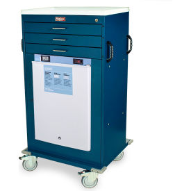 Mobile Vaccine Storage Cart with 2.4 Cu. Ft. Refrigerator, 3 Drawers
