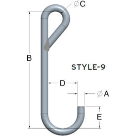 5/8" X 10" Working Length J-Hook Style 9