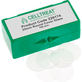 25mm Round Cover Glass, Fits 6 Well Plate, Sterile, 100/PK