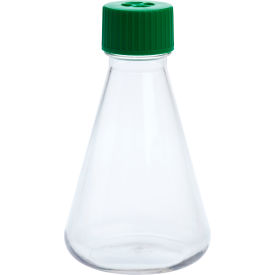 500mL Erlenmeyer Flask, Vent Cap, Plain Bottom, PETG, Sterile