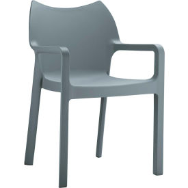 Resin Outdoor Dining Arm Chair, Dark Gray