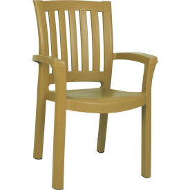 Resin Dining Arm Chair, Teak Brown