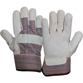 Split Cowhide Leather Palm Gloves with Rubberized Safety Cuff, Size XL