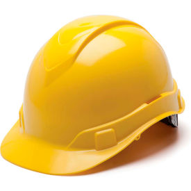 Yellow Cap Style Hard Hat, 4-Point Ratchet Suspension