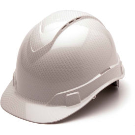 Cap Style Vented Hard Hat, Shiny White Graphite Pattern, 4-Point Ratchet Suspension
