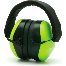 Low Profile Foldaway Earmuffs, Hi-Vis Lime, NRR 26dB, Individually Packaged