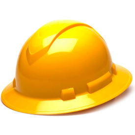 Yellow Full Brim Hard Hat with 4-Point Ratchet Suspension