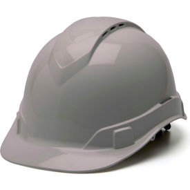 Vented Cap Style Hard Hat, Gray, 4-Point Ratchet Suspension