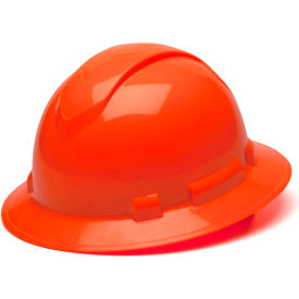Full Brim Hard Hat, Hi-Vis Orange, 4-Point Ratchet Suspension