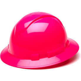 Full Brim Hard Hat, Hi-Vis Pink, 4-Point Ratchet Suspension