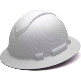 Full Brim Hard Hat, Matte White Graphite Pattern, 4-Point Ratchet Suspension