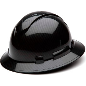 Full Brim Hard Hat, Shiny Black Graphite Pattern, 4-Point Ratchet Suspension