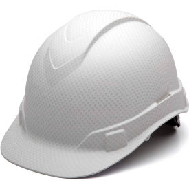 Cap Style Hard Hat, Matte White Graphite Pattern, 4-Point Ratchet Suspension