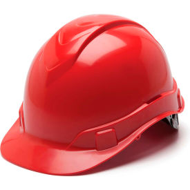 Cap Style Hard Hat, Red, 4-Point Ratchet Suspension