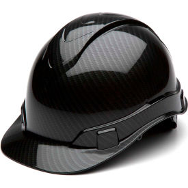 Cap Style Hard Hat, Shiny Black Graphite Pattern, 4-Point Ratchet Suspension