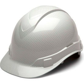 Cap Style Hard Hat, Shiny White Graphite Pattern, 4-Point Ratchet Suspension