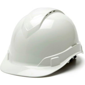 Vented Cap Style Hard Hat, White, 4-Point Ratchet Suspension