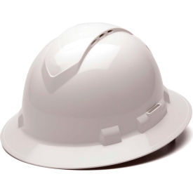 Vented Full Brim Hard Hat, White Pattern, 4-Point Ratchet Suspension
