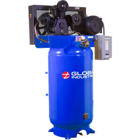 Two Stage Piston Air Compressor, 7.5 HP, 80 Gal., 1 Phase, 230V