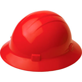 Americana Full Brim Safety Helmet, 4-Point Slide-Lock Suspension, Red