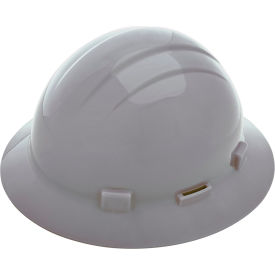Americana Full Brim Hard Hat with Accessory Slots, 4-Point Slide-Lock Suspension, Gray