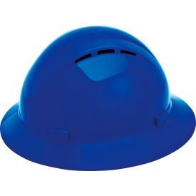 Americana Vented Full Brim Safety Helmet, 4-Point Slide-Lock Suspension, Blue