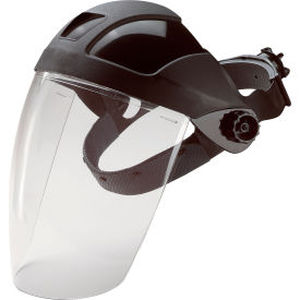 E12 Deluxe Headgear System, 4-Point Ratchet Suspension & PC Face Shield, Black